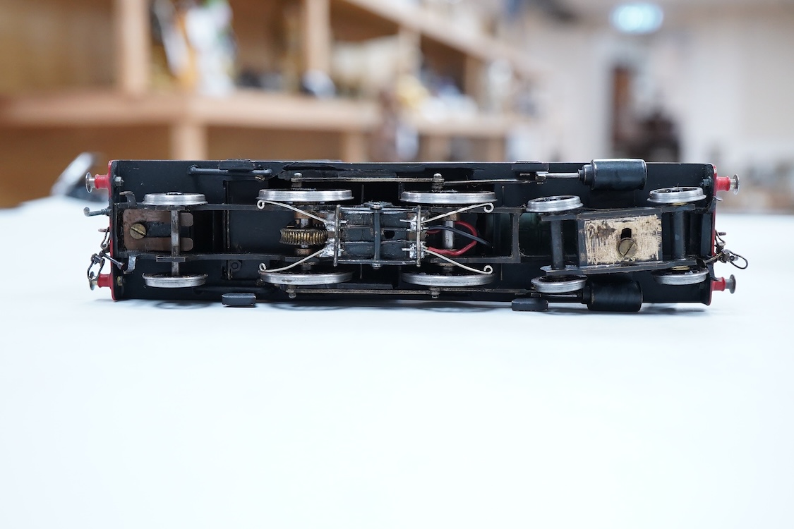 An EM gauge scratch built model railway locomotive by John Worsley, a Southern Railway Adams Radial 4-4-2T, 3520, a detailed model with opening smoke box door showing the details of the blast pipe and boiler tube ends, s
